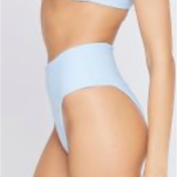 L*Space Desi Classic Bikini Bottom Ribbed High Waist, Sky Blue, X-Small NWT - Picture 4 of 13